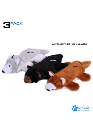 Max and Neo Fox, Bear and Wolf Water Bottle Dog Toys - 3 Pack - We Donate a Toy to a Dog Rescue for Every Toy Sold