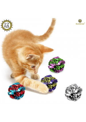 Mylar Crinkle Balls for Cats - Soft, Lightweight and Fun Toy for Both Kittens and Adult Cats - Shiny and Stress Buster Toy - Interesting Crinkly Sounds - Hours of Entertainment - Safe for Your Kitty
