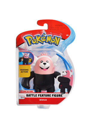 Pokemon 4.5 Inch Battle Feature Action Figure, Features Hugging attack Bewear