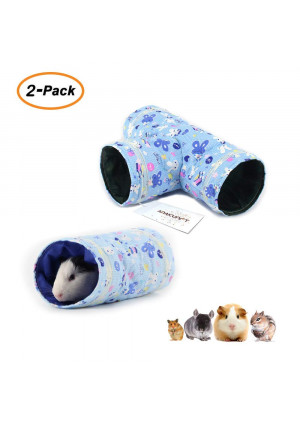 2 Pcs Small Animal Tube, Guinea Pig Hideaway Play Tunnel, Fun Pet Toy for Hamster, Chinchillas, Mice, Rats, Gerbil Rat, Squirrel, Hedgehog