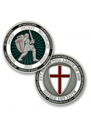 Female Put On The Full Armor Of God Defend The Faith Challenge Coin