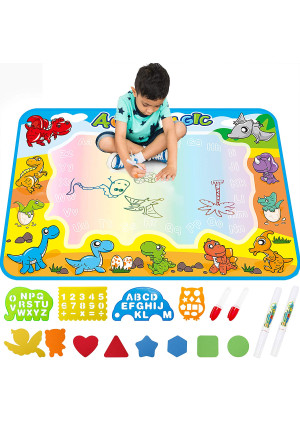 Large AquaDoodle Drawing Mat for Kids - Free to Fly Painting Writing Doodle Board Toy Color Aqua Magic Mat Bring Magic Pens Educational Travel Toys Gift for Boys Girls Toddlers Age 2 3 4 5 6