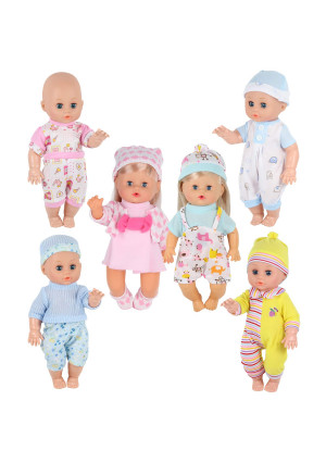 Young Buds 6pcs for 9-10-11 Inch Alive Baby Doll Clothes Dress Reborn Newborn Baby Doll Accessories Gown Costumes Outfits Xmas Gift-wrap