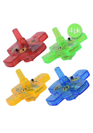 Izzy n' Dizzy Light Up Hanukkah Dreidel - 4 Pack - Bulb Flashes as it Spins - Hanukah Toys, Games and Gifts