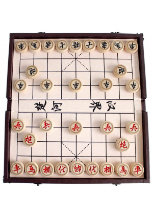 GoodPlay Chinese Chess Set Xiangqi in a Foldable Leather Box Travel Games Sets Board Games (Leather Box Color Random