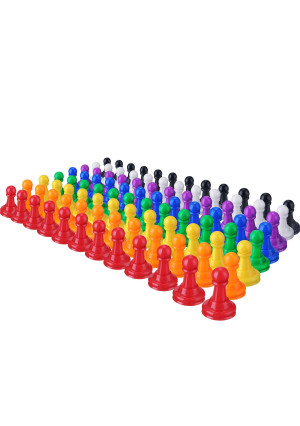 Hestya 96 Pieces 1 Inch Multicolor Plastic Pawn Chess Pieces for Board Games, Component, Tabletop Markers, Arts and Crafts