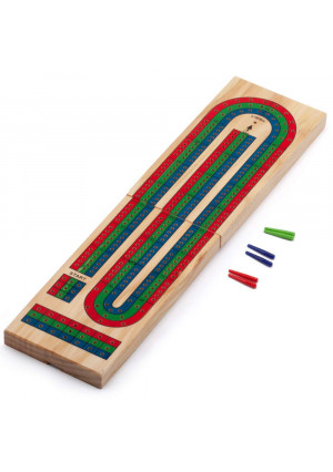 GSE Games and Sports Expert Classics 3-Track Color Coded Wooden Folding Cribbage Board