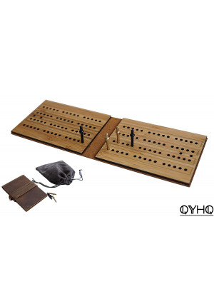 Travel Cribbage Boards Leather Pocket Sized Tiny Card Game Board Scoring Boards with Copper Cribbage Pegs - QYHQ