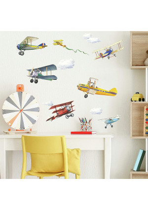 RoomMates Vintage Planes Peel and Stick Wall Decals - RMK1197SCS