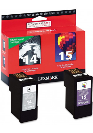 Lexmark 18C2239 14 and 15 X2600 X2650 X2670 Z2300 Z2320 Ink Cartridge Combo Pack (Black and Color, 2-Pack) in Retail Packaging