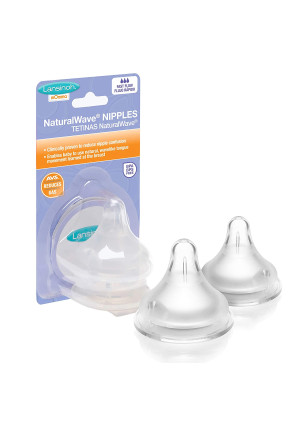 Lansinoh NaturalWave Bottle Nipples, Fast Flow, 2 count