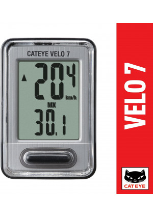 CAT EYE, Velo 7 Wired Bike Computer with Odometer and Speedometer