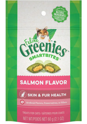 Greenies Feline SMARTBITES Healthy Skin and Fur, Chicken and Salmon