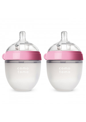 Comotomo Baby Bottle, Pink, 5 Ounce (2 Count)