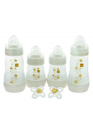 MAM Feed and Soothe Bottle and Pacifier Gift Set, Unisex, 0+ Months, 6-Count