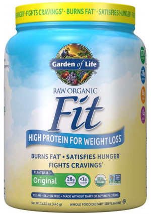 Garden of Life Raw Organic Fit Powder, Original - High Protein for Weight Loss (28g) plus Fiber, Probiotics and Svetol, Organic and Non-GMO Vegan Nutritional Shake, 10 Servings