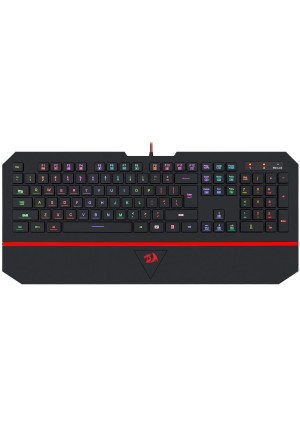 Redragon K502 RGB Gaming Keyboard RGB LED Backlit Illuminated 104 Key Silent Keyboard with Wrist Rest for Windows PC Games