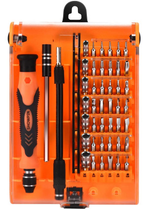 SHOWPIN 45 in 1 Mini Screwdriver Set, Small Torx Set with T3 T4 T5 T6 T7 T8 T9 T10 T15 T20 Security Torx Bit, Professional Repair Tool Kit with Phillips and Hex Bit for iPhone, Tablet, Laptop, PC Repair