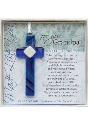 Grandpa Handmade Glass Cross: Sentimental Gift for Grandpa