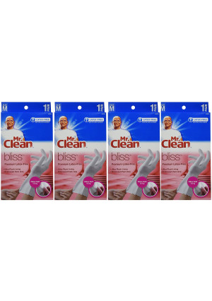 Mr. Clean 243033 Bliss Premium 1-pair Latex-free Gloves, Medium (4 Pack)