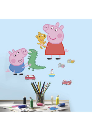 RoomMates Peppa The Pig Peppa and George Playtime Peel And Stick Giant Wall Decals