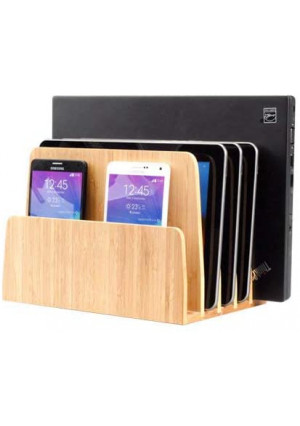 MobileVision Bamboo Multi Device Organizer for Smartphones, Tablets and Laptops, 5 Slots