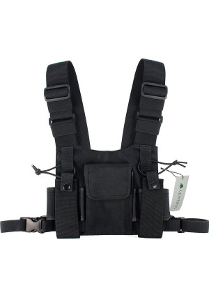 Lewong Universal Radio Chest Harness Bag Pocket Pack Holster for Two Way Radio (Rescue Essentials)