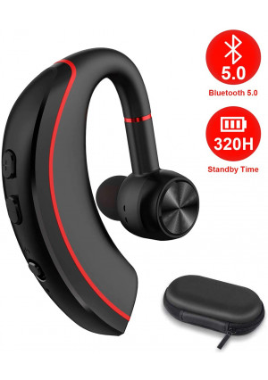 Bluetooth Headset, NANAMI Bluetooth Earpiece V5.0, 320Hrs Ultralight Headphones with Rotatable Mic, Hands-Free Earphones, Noise Cancelling, in-Ear Earbuds for iPhone Android Cell Phone/Laptop/Trucker