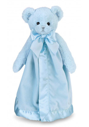 Bearington Baby Huggie Bear Snuggler, Blue Teddy Plush Stuffed Animal Security Blanket, Lovey 15"
