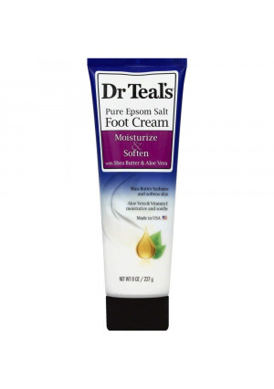 Dr Teal's Pure Epsom Salt Foot Cream by Dr Teal's Pure Epsom Salt Foot Cream with Shea Butter and Aloe Vera and Vitamin E 8 oz for Women