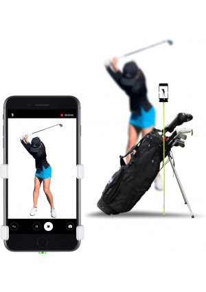 SelfieGOLF Record Golf Swing - Cell Phone Holder Golf Analyzer Accessories | Winner of The PGA Best Product | Selfie Putting Training Aids Works with Any Golf Bag and Alignment Stick