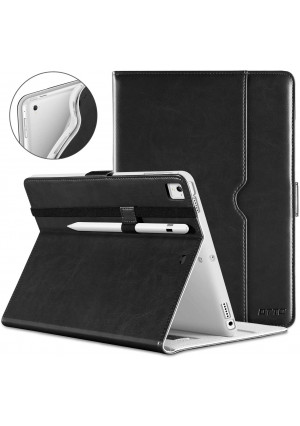 DTTO iPad 9.7 Inch 5th/6th Generation 2018/2017 Case with Apple Pencil Holder, Premium Leather Folio Cover Case for Apple iPad 9.7 inch [Auto Sleep/Wake], Also Fit iPad Pro 9.7/Air 2/Air - Black