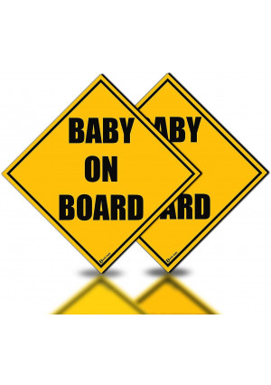 Zento Deals 2 Pack of Baby on Board Reflective Magnetic Signs