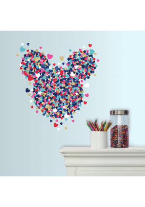 RoomMates Minnie Mouse Heart Confetti Peel And Stick Giant Wall Decals With Glitter