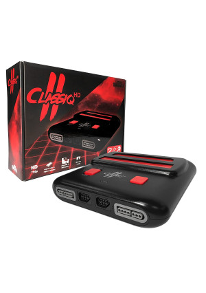 Old Skool Classiq 2 HD 720p Twin Video Game System, Black/Red Compatible with SNES/NES Nintendo and Super Nintendo Cartridges