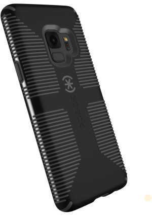 Speck Products Compatible Phone Case for Samsung Galaxy S9, Candyshell Grip Case, Black/Slate Grey