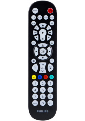 Philips Backlit Universal Remote Control For Samsung, Vizio, Lg, Sony, Sharp, Roku, Apple TV, RCA, Panasonic, Smart TVs, Streaming Players, Blu-Ray, DVD, 4-Device, Black, SRP9348D/27