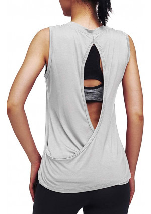 Mippo Open Back Workout Tops for Women Yoga Tops Muscle Tank Athletic Tank Tops