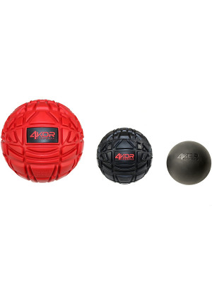 4KOR Fitness Ultimate Massage Balls for Physical Therapy - Deep Tissue Trigger Point Myofascial Release Tools - Back, Shoulder and Foot Muscle Massager Kit - Enhanced Gripping Mobility Rubber Balls