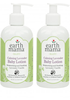 Earth Mama Calming Lavender Baby Lotion with Organic Calendula, 8-Fluid Ounce (2-Pack)