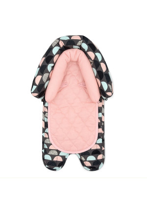 Travel Bug Baby and Toddler 2-in-1 Head Support Duo Head Support for Car Seats, Strollers and Bouncers (Grey/Teal/Pink)