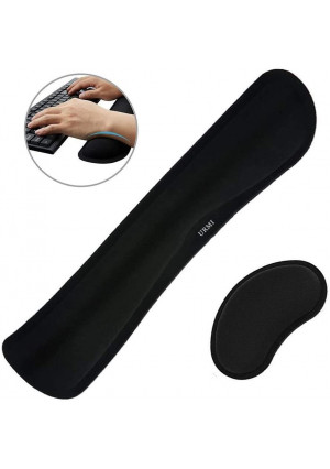URMI Keyboard Wrist Rest Pad Upgraded Superfine Fiber Mouse Wrist Rest Support Pad Set Ergonomic Gel Memory Foam for Mac Computer Laptop Working Gaming Office, Easy Typing, Wrist Pain Relief