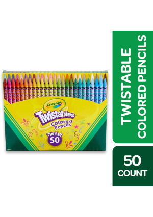 Crayola Twistables Colored Pencils Coloring Set, Kids Indoor Activities At Home, Gift Age 3+ - 50 Count