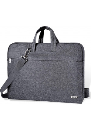 Voova Laptop Bag 17 17.3 inch Water-resistant Laptop Sleeve Case with Shoulder Straps and Handle/Notebook Computer Case Briefcase Compatible with MacBook/Acer/Asus/Hp, Grey