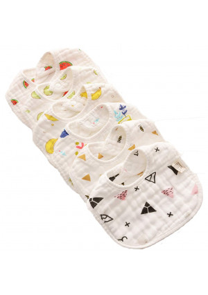 Cotton Baby Bandana Drool Bibs for Boys and Girls,6 Pack Soft Bibs with Snaps