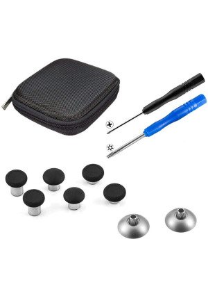 TOMSIN 8 in 1 Magnetic Metal Replacement Thumbsticks Analog Joysticks and T8 Cross Screwdrivers Repair Kit for Xbox One S/Elite and PS4 DualShock 4 Controller