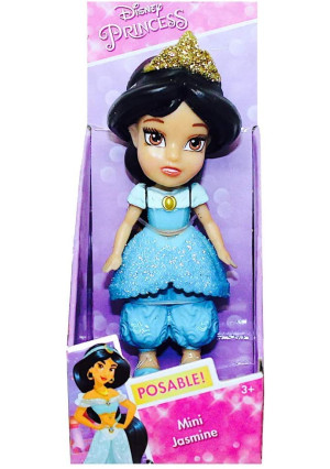 Disney Princess Poseable Jasmine Sparkle Collection Mini Toddler Doll 3"