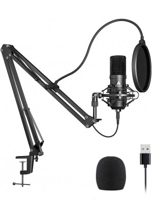 USB Microphone Kit 192KHZ/24BIT Plug and Play MAONO AU-A04 USB Computer Cardioid Mic Podcast Condenser Microphone with Professional Sound Chipset for PC Karaoke, YouTube, Gaming Recording