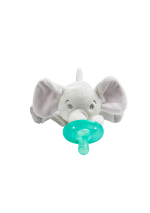 Philips Avent Soothie Snuggle Pacifier Holder with Detachable Pacifier, Elephant, 0m+