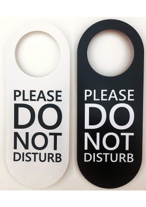 Do Not Disturb Door Hanger Sign, 2 Pack (Black and White) Please Do Not Disturb Sign for Meeting in Session, Office, Home, Clinic, Therapists, Hotel, Health Care